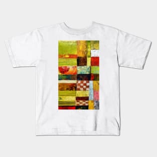 Abstract Color Study with Checkerboard and Stripes Kids T-Shirt